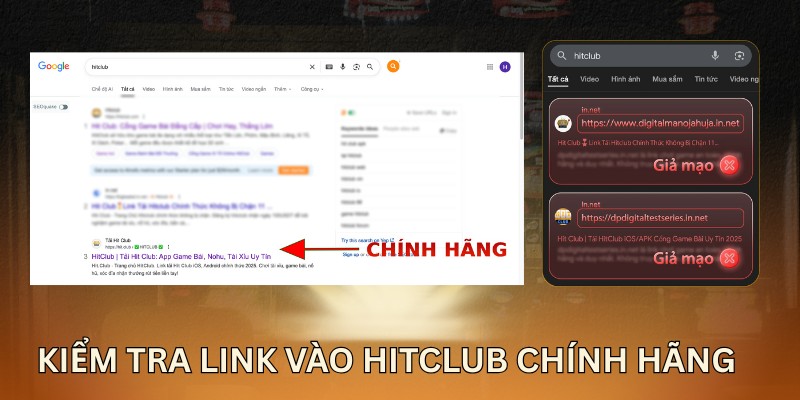 HITCLUB Phân Biệt Thật Giả Chuẩn Xác - Tránh Bẫy Lừa Đảo Hiệu Quả 2 Hướng dẫn chọn đúng đường dẫn chính thức HITCLUB